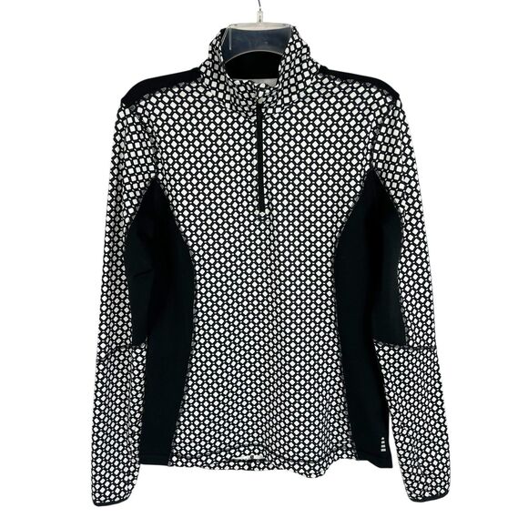 Lands’ End Sport Black White Geo Print 1/4 Zip Active Pullover Women’s Small - Picture 1 of 10